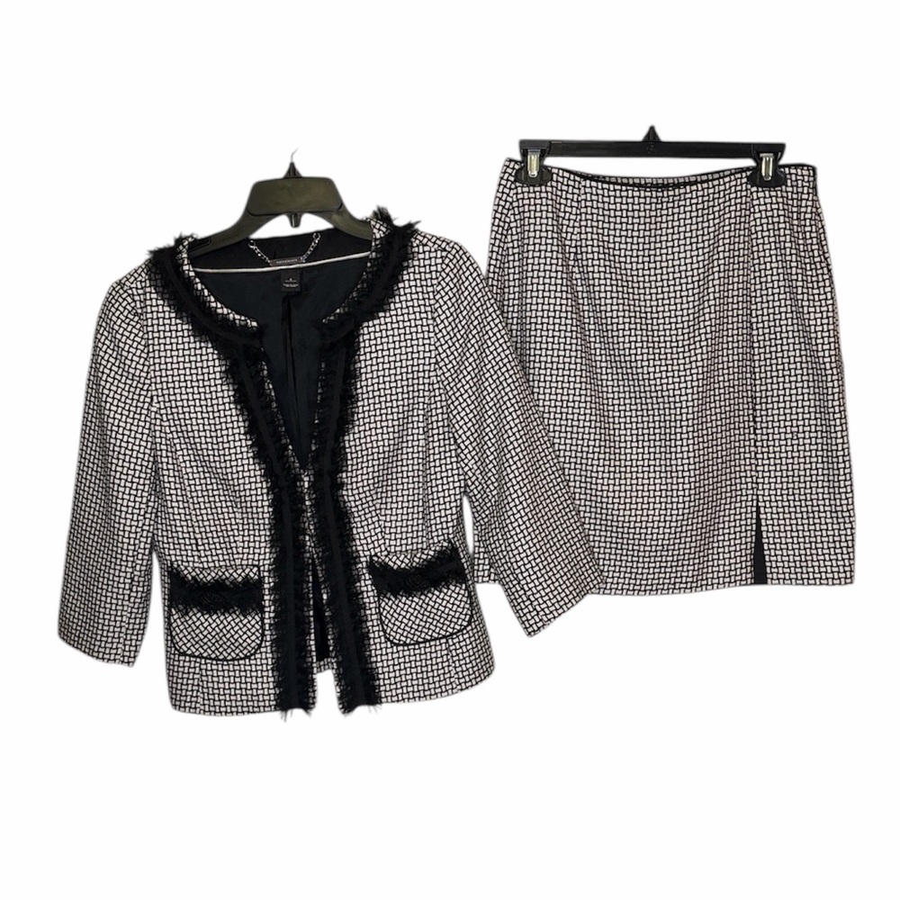 White House Black Market Black & White Tweed Blazer and Skirt Set